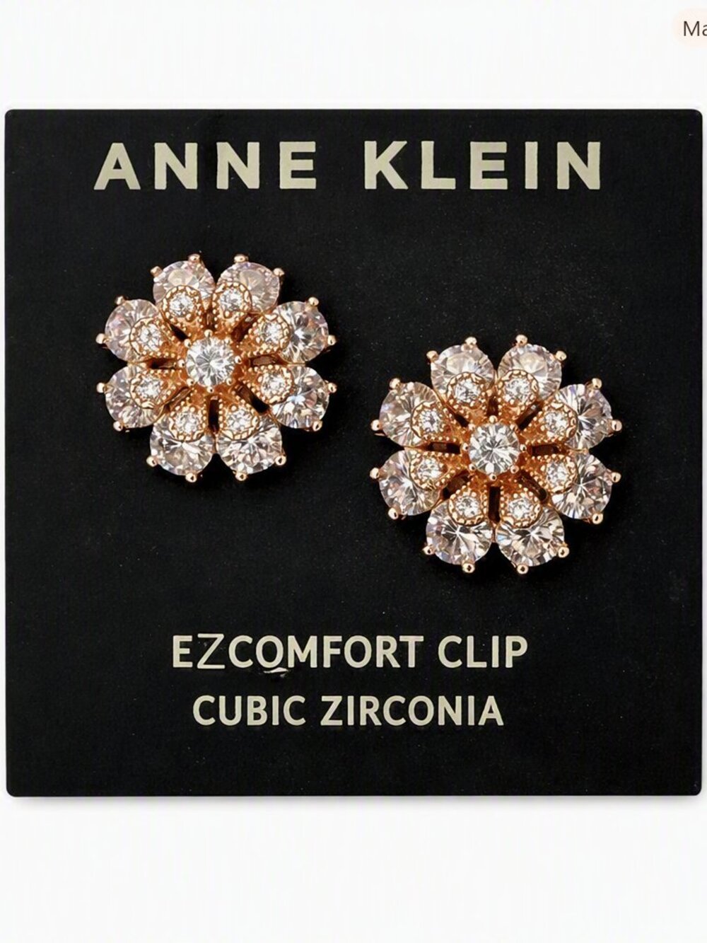 NWT Vintage Anne Klein EZ Comfort Clip Cubic Zirconia Earrings